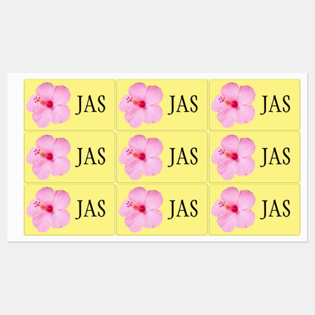 Pink Hibiscus Tropical Flower Labels (Sheet)