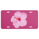 Pink Hibiscus Tropical Flower License Plate