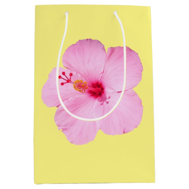Pink Hibiscus Tropical Flower Medium Gift Bag (Front)