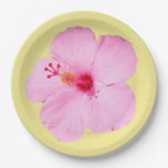 Pink Hibiscus Tropical Flower Paper Plates