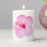 Pink Hibiscus Tropical Flower Pillar Candle