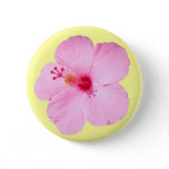 Pink Hibiscus Tropical Flower Pinback Button