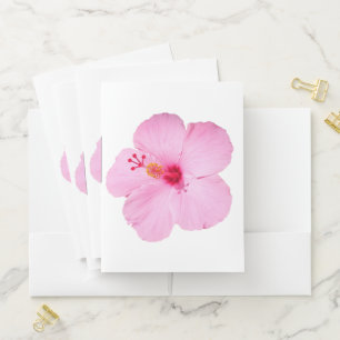 Pink Hibiscus Tropical Flower Pocket Folder