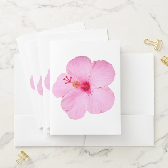 Pink Hibiscus Tropical Flower Pocket Folder (In Situ)