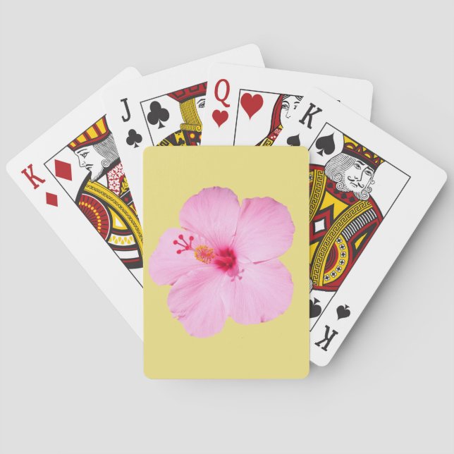 Pink Hibiscus Tropical Flower Poker Cards (Back)