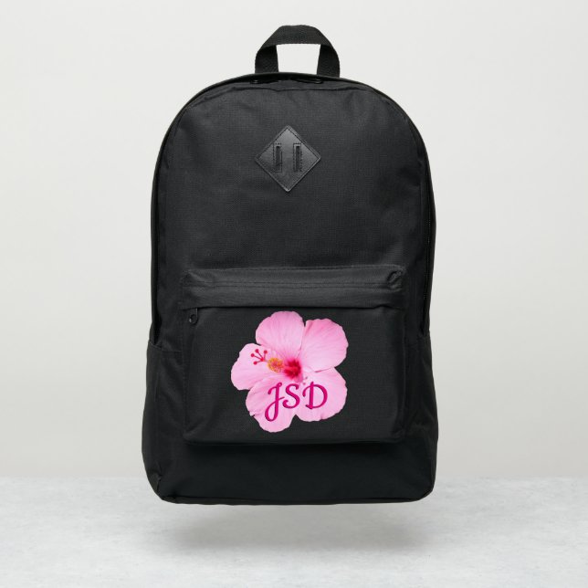 Pink Hibiscus Tropical Flower Port Authority® Backpack (Front)
