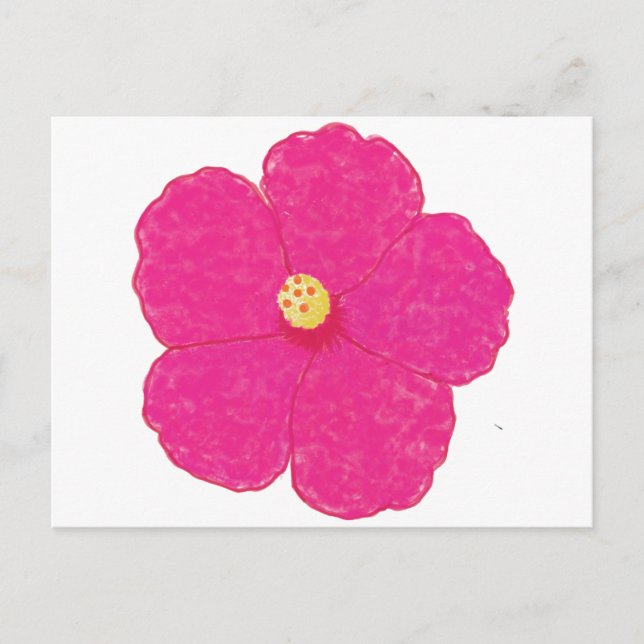 Pink Hibiscus Tropical Flower Postcard (Front)