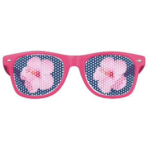 Pink Hibiscus Tropical Flower Retro Sunglasses