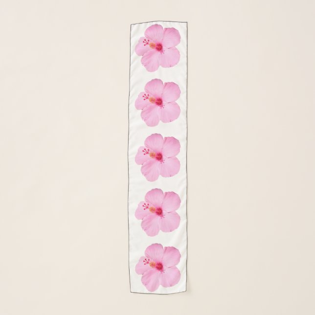 Pink Hibiscus Tropical Flower Scarf (Front)
