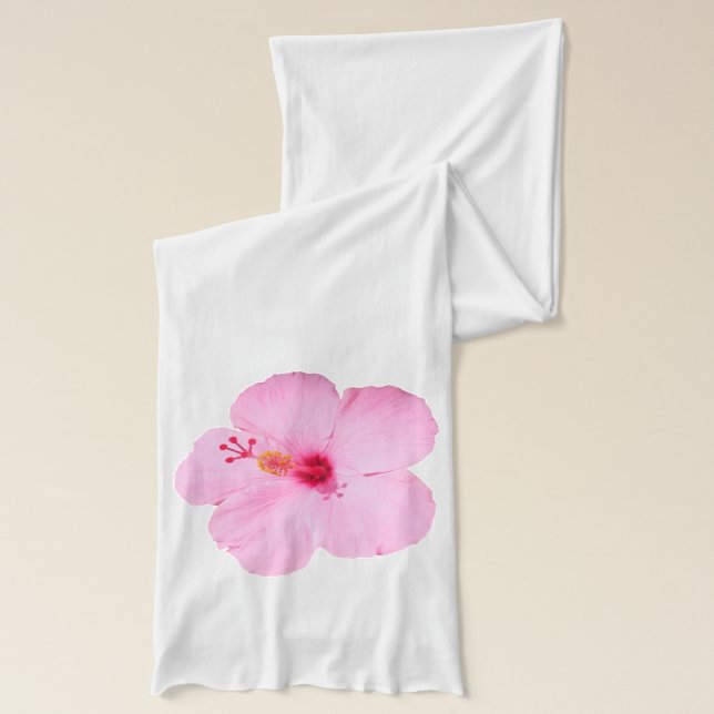 Pink Hibiscus Tropical Flower Scarf (Left)