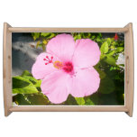 Pink Hibiscus Tropical Flower Serving Tray