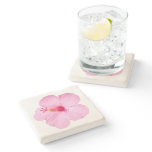 Pink Hibiscus Tropical Flower Stone Coaster