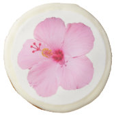 Pink Hibiscus Tropical Flower Sugar Cookie (Front)