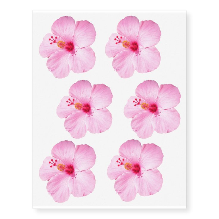 Pink Hibiscus Tropical Flower Temporary Tattoos | Zazzle