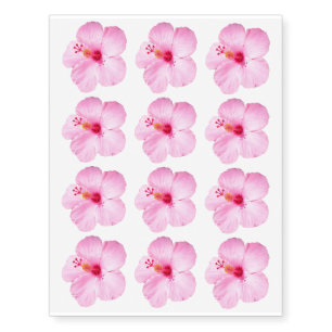 Pink Hibiscus Tropical Flower Temporary Tattoos