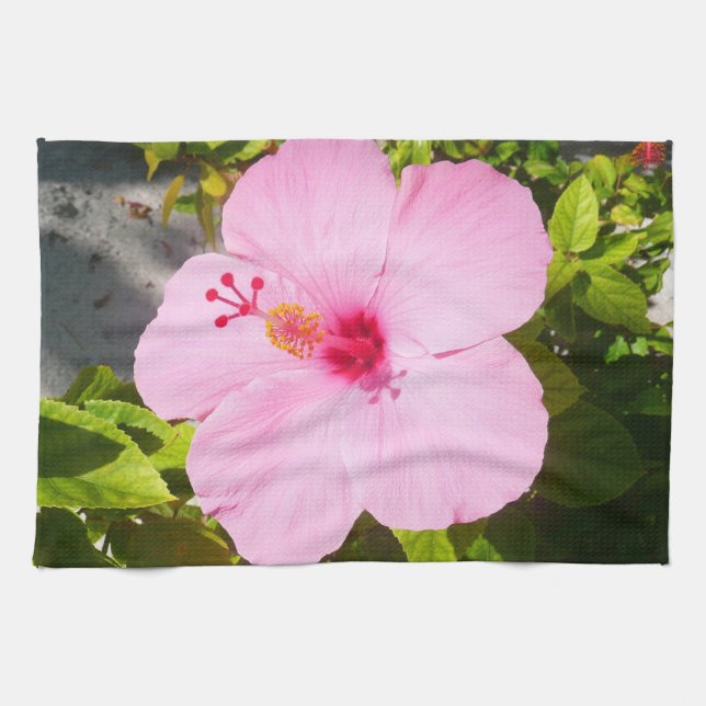 Pink Hibiscus Tropical Flower Towel (Horizontal)