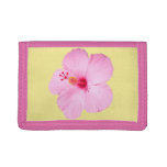 Pink Hibiscus Tropical Flower Tri-fold Wallet