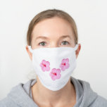 Pink Hibiscus Tropical Flower White Cotton Face Mask