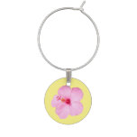 Pink Hibiscus Tropical Flower Wine Glass Charm