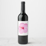 Pink Hibiscus Tropical Flower Wine Label