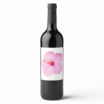 Pink Hibiscus Tropical Flower Wine Label