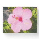 Pink Hibiscus Tropical Flower Wooden Box Sign