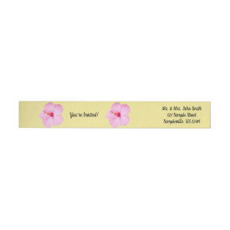 Pink Hibiscus Tropical Flower Wrap Around Label