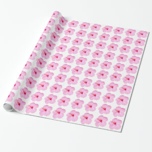 Pink Hibiscus Tropical Flower Wrapping Paper