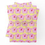 Pink Hibiscus Tropical Flower Wrapping Paper Sheets