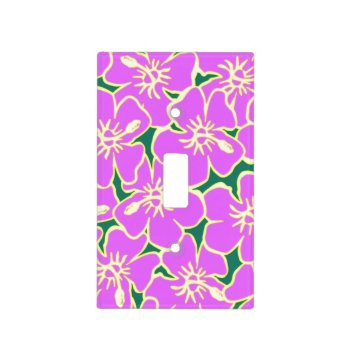 Pink Hibiscus Tropical Flowers Hawaiian Luau Party Light Switch Cover by machomedesigns at Zazzle