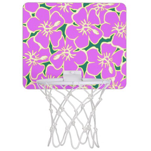 Pink Hibiscus Tropical Flowers Hawaiian Luau Party Mini Basketball Hoop