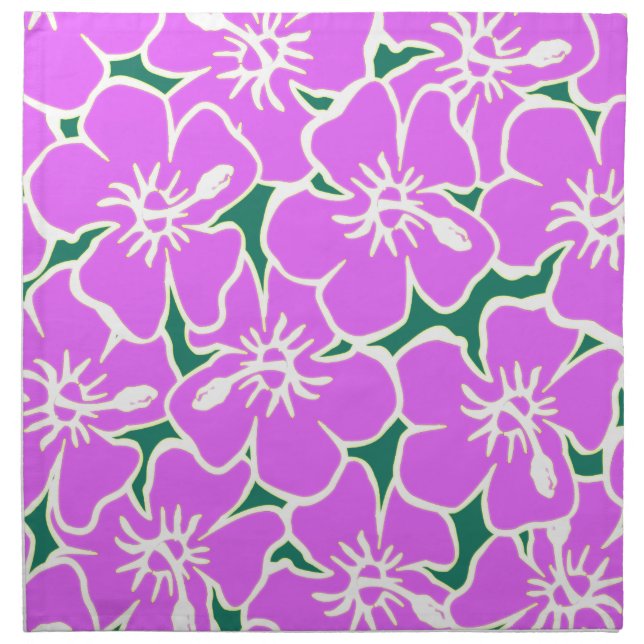 Pink Hibiscus Tropical Flowers Hawaiian Luau Party Napkin (Front)