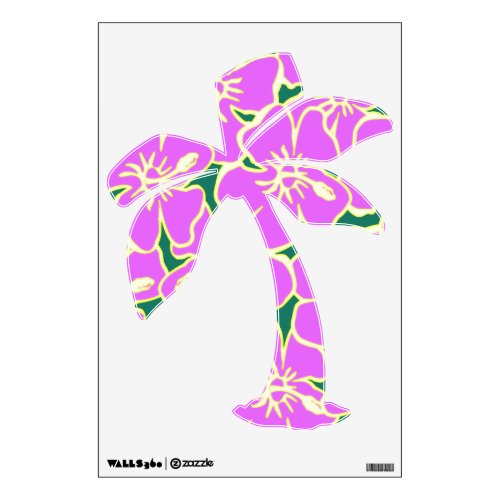 Pink Hibiscus Tropical Flowers Hawaiian Luau Party Wall Sticker