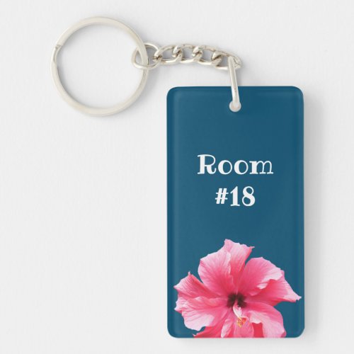 Pink Hibiscus Tropical Hotel Room Key Keychain