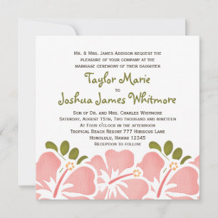 Pink Hibiscus Wedding Invitations