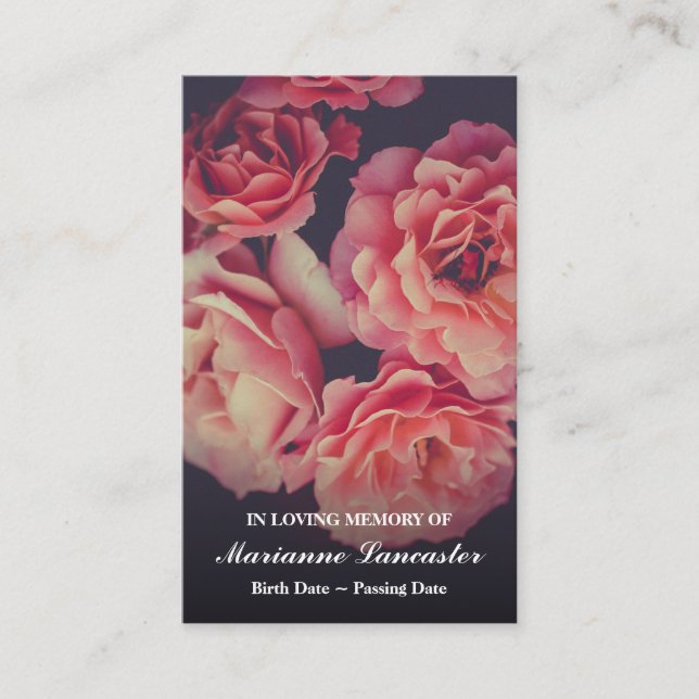 Pink Hidrangea | Memorial Funeral Prayer cards (Front)