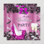 Pink High Heel Champagne Black Lace Birthday Party Invitation