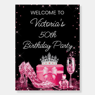 Pink High Heel Shoe Any Number Birthday Welcome Foam Board