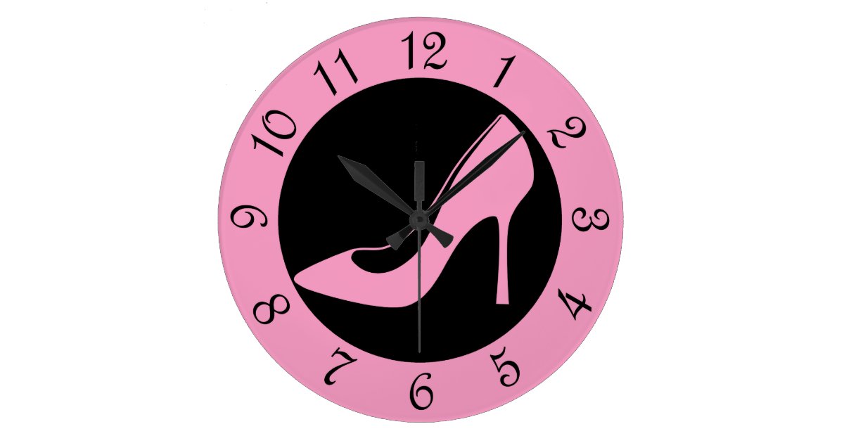 Pink High Heel Shoe Large Clock | Zazzle