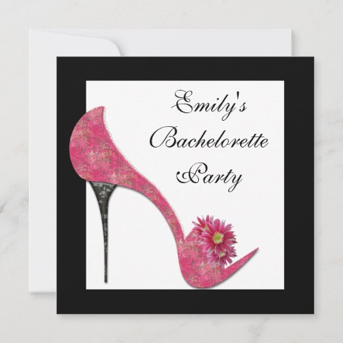 Pink High Heel Shoes Bachelorette Party Personalized Invite