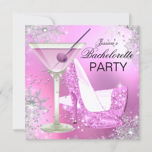 Pink High Heel Shoes Bachelorette Party Invitation