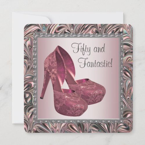 Pink High Heel Shoes Birthday Party Invitation