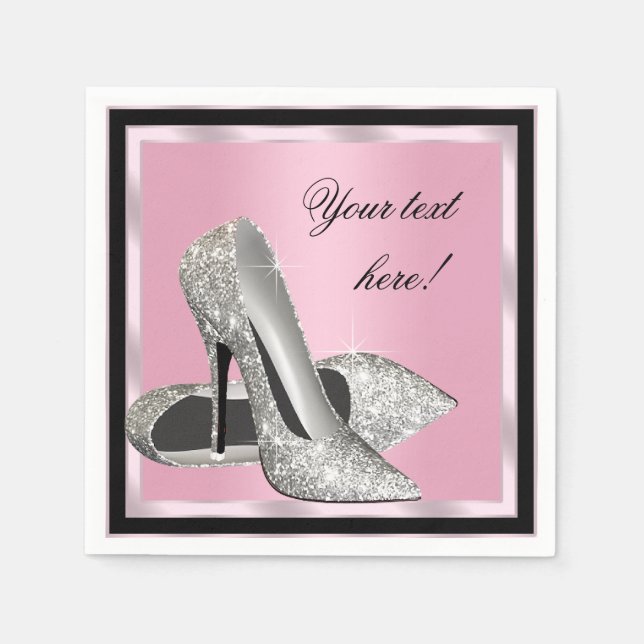 Pink High Heel Shoes Napkins (Front)