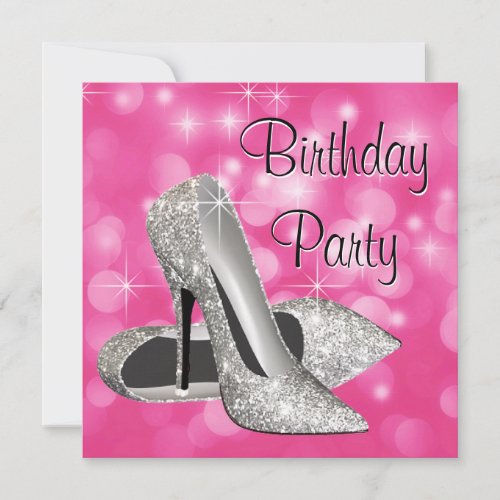 Pink High Heels Any Number Birthday Party Invitation