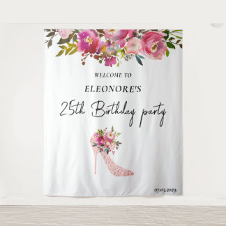 Pink High Heels Birthday Welcome Tapestry