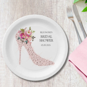 Pink High Heels Bridal Shower Paper Plates