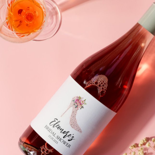 Pink High Heels Bridal Shower Sparkling Wine Label (Creator Uploaded)