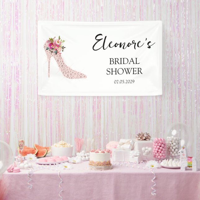Pink High Heels Bridal Shower Welcome Horizontal  Banner (Party)