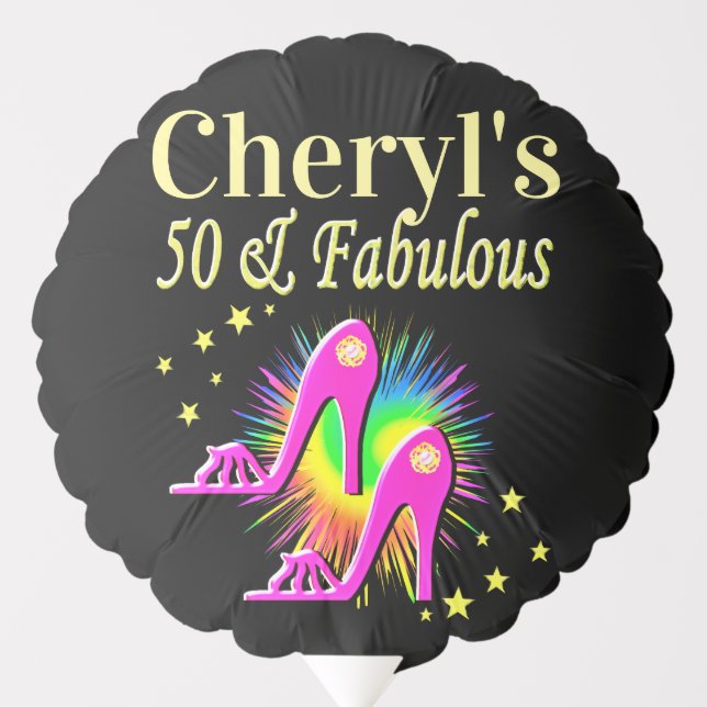 PINK HIGH HEELS PERSONALIZED 50TH BIRTHDAY BALLOON (Front)