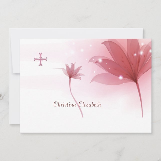 Pink High Personalized Religious Thank You Card (Front)